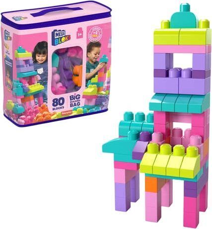 Pink Building Blocks Set 80 Pieces for Toddlers