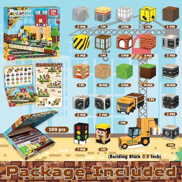 Магнитный конструктор Minecraft Спецтехника 100 деталей Mk001036 фото
