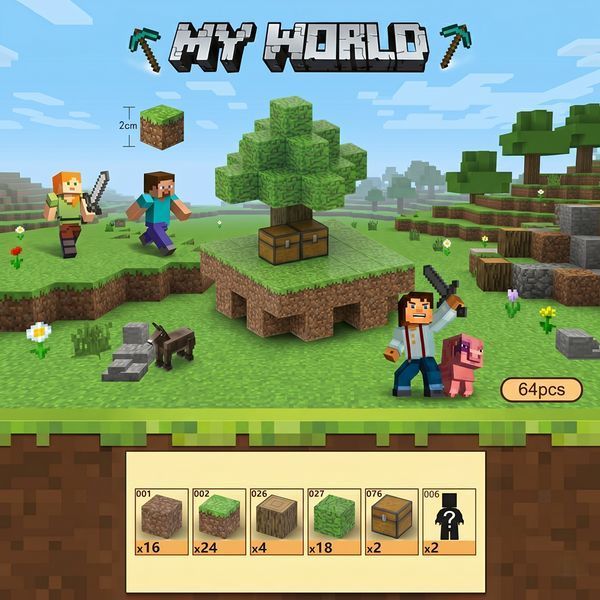 Магнитный конструктор Minecraft Остров Скай 64 деталей T040 фото