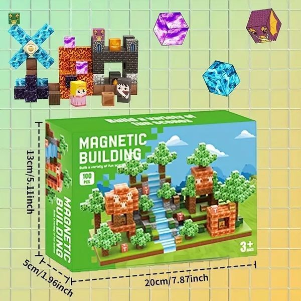 Magnetic Constructor Minecraft Castle Dungeon 108 Pieces Mk001014