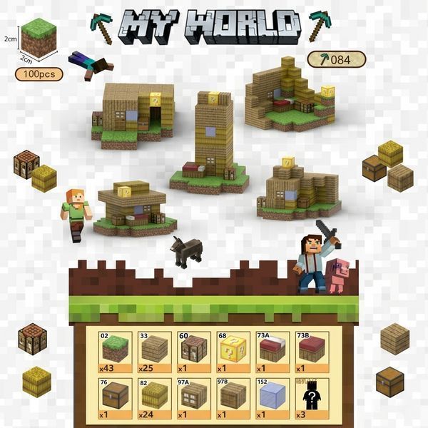 Магнитный конструктор Minecraft Коттедж на ранчо 100 деталей T084 фото