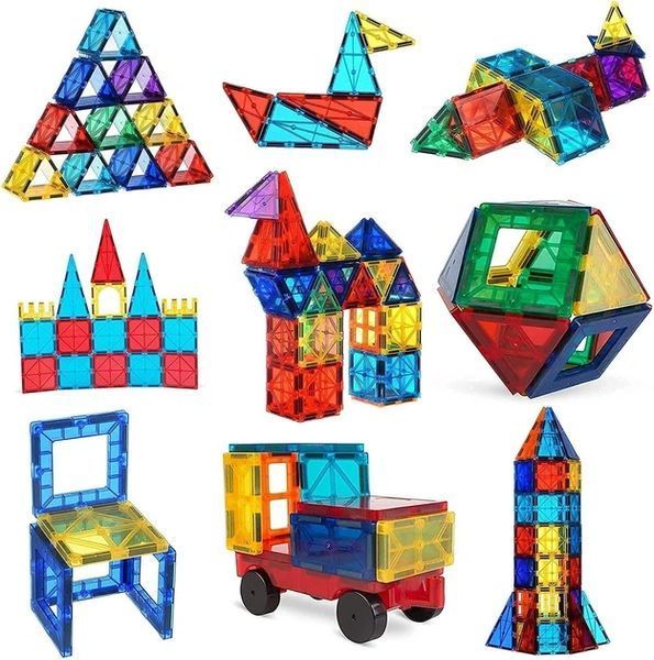 Магнитный конструктор плитки Magnetic Blocks Tiles 60 деталей с машинкой 516448604 фото