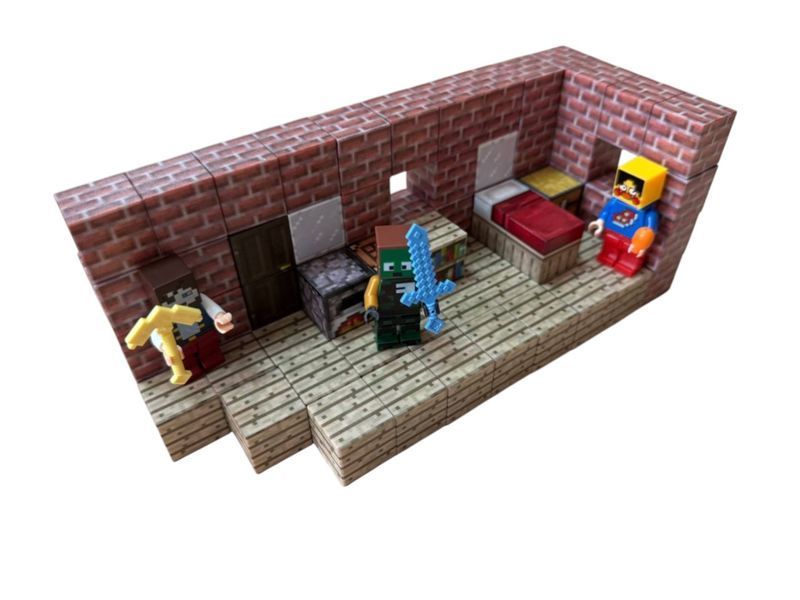 Магнитный конструктор Minecraft Кирпичный дом 80 деталей + 3 фигурки M052 фото