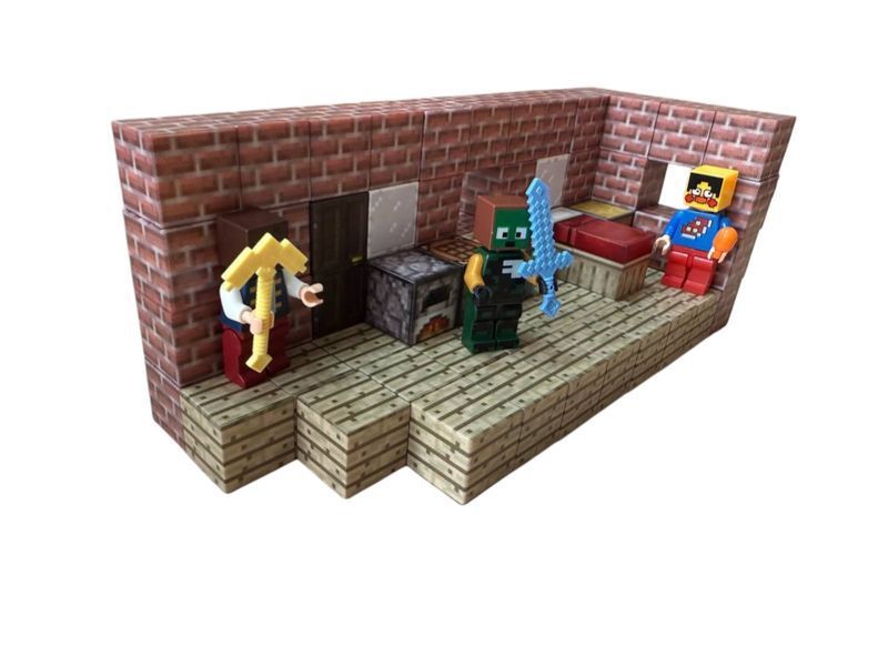 Магнитный конструктор Minecraft Кирпичный дом 80 деталей + 3 фигурки M052 фото
