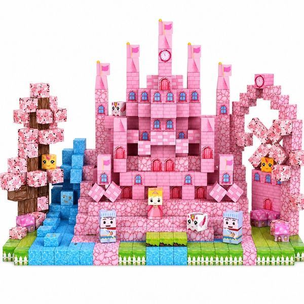 Magnetic Constructor Minecraft Pink Castle and Flower Garden 100 Pieces