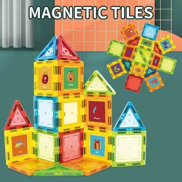 Магнитный конструктор Magnetic Blocks 46 деталей разноцветный 3D плитки для детей 445762370 фото