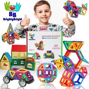 Magnetic Constructor Brighty Bright 65 Pieces 3D Tiles for Kids