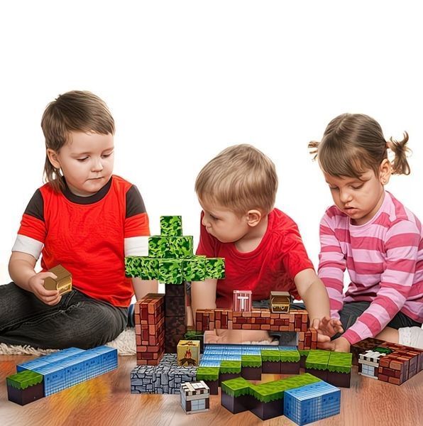 Магнитный конструктор Minecraft База Стива 150 блоков с сюжетом BAZASTIVA150 фото