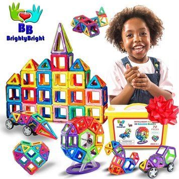 Magnetic Constructor Brighty Bright 132 Pieces with a storage box 3D Tiles for Kids