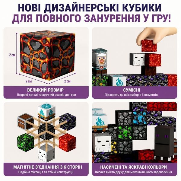 Магнитный конструктор Minecraft Обсидиановый замок и портал 160 деталей OBSIDIANCASTLE160 фото