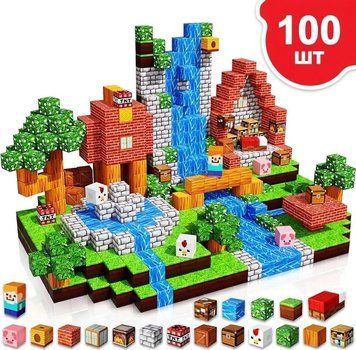 Магнітний конструктор Minecraft DCM-16 Red 100 блоків DCM16RED фото