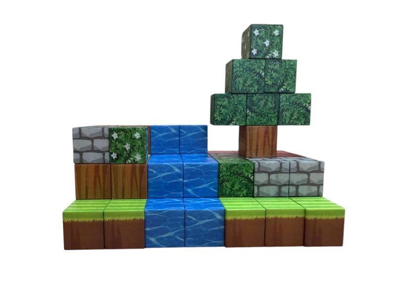 Магнитный конструктор Minecraft Ручей 64 деталей + 2 фигурки M073 фото