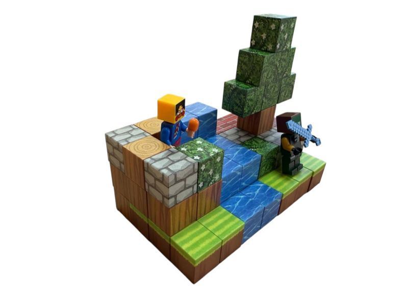 Магнитный конструктор Minecraft Ручей 64 деталей + 2 фигурки M073 фото
