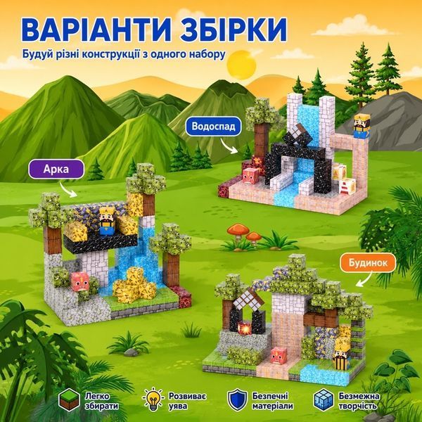 Магнитный конструктор Minecraft Ледяной каскад и магмовая пещера 128 деталей ICECASCADE128 фото