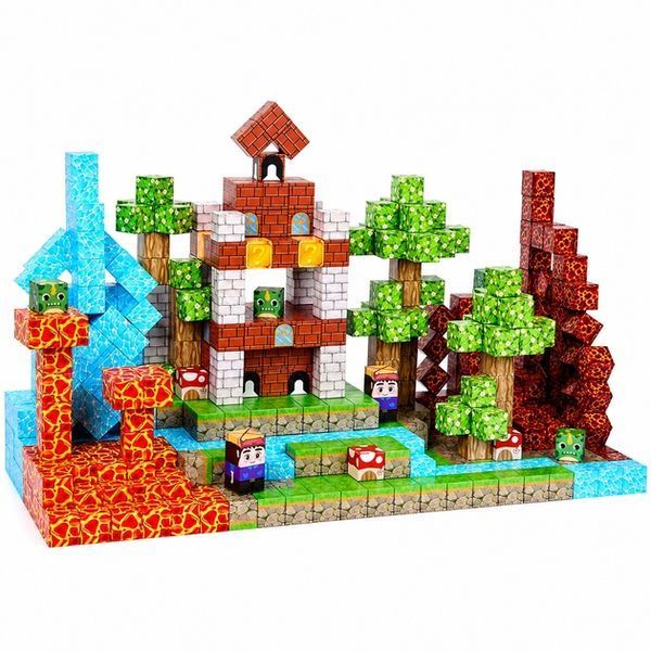 Магнитный конструктор Minecraft Дом выживания с лавовым биомом 100 деталей SURVIVALHOUSE100 фото