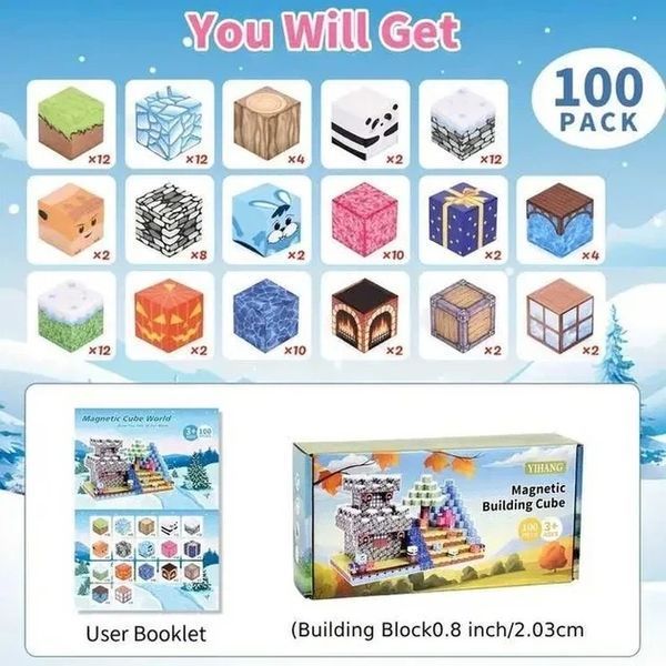 Magnetic Constructor Minecraft Forest Castle with Waterfall 100 Pieces