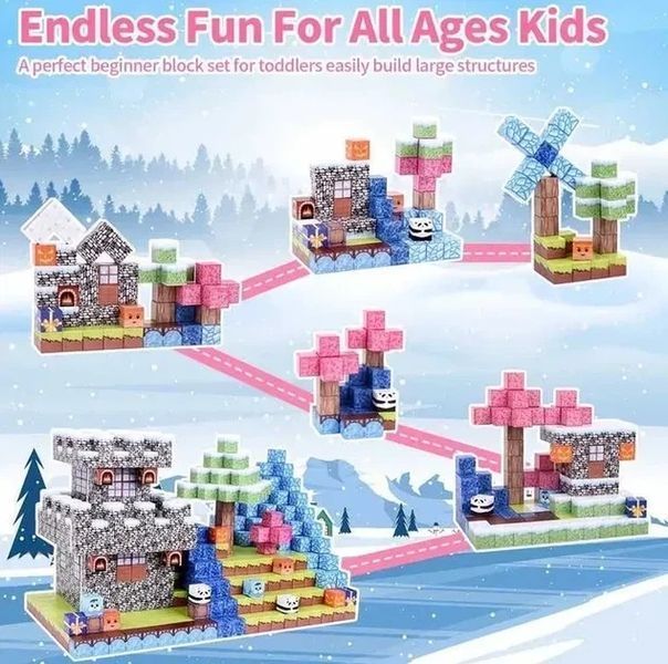 Magnetic Constructor Minecraft Forest Castle with Waterfall 100 Pieces