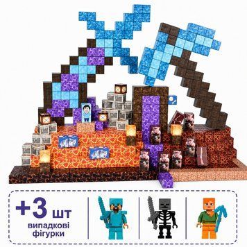 Магнітний конструктор Minecraft Вулканічна зброя 100 деталей + 3 фігурки Mk001015 фото