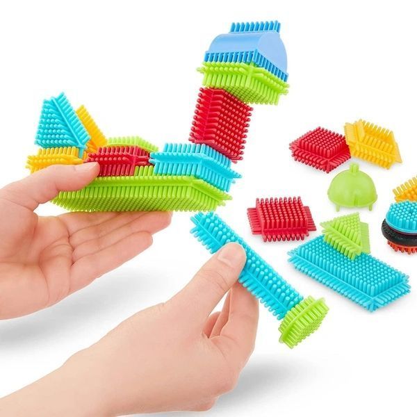 Soft Bristle Building Blocks 56 Pieces in a Box, STEM Toy for Kids