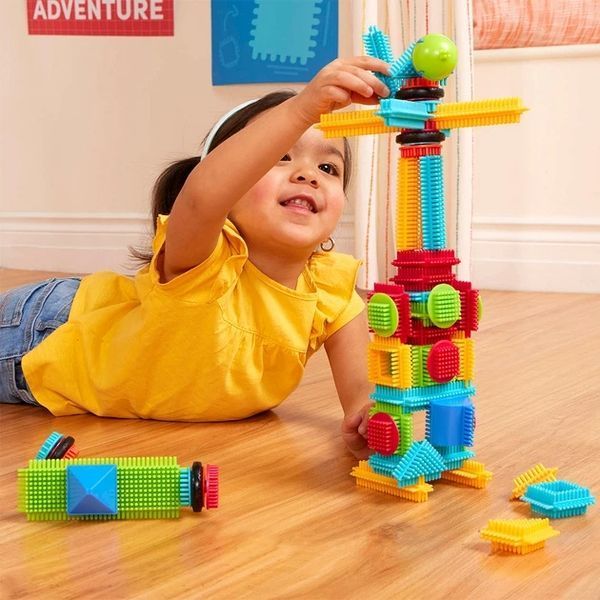 Soft Bristle Building Blocks 56 Pieces in a Box, STEM Toy for Kids