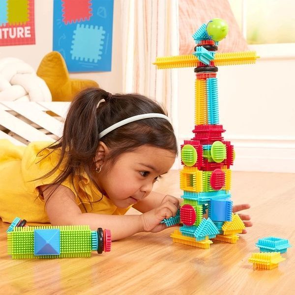 Soft Bristle Building Blocks 56 Pieces in a Box, STEM Toy for Kids