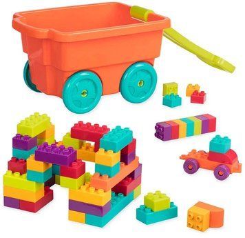 Building Blocks Set 54 Pieces with Wagon for Toddlers