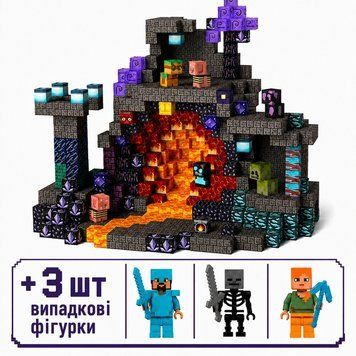 Магнітний конструктор Minecraft Підземелля та лава 100 деталей + 3 фігурки Mk001019 фото