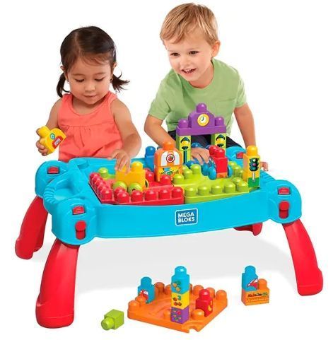 Building Blocks Activity Table for Toddlers, Construction Play Set