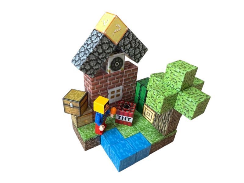 Магнітний конструктор Minecraft Маленький дім 48 деталей + 1 фігурки M105 фото